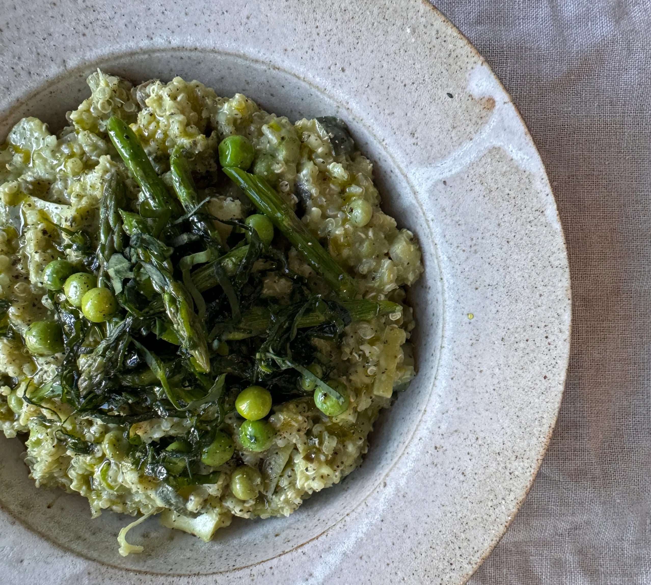 Green quinotto & green soup recipe